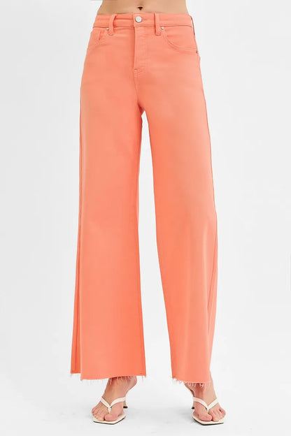 Hazel Blues® | RISEN Tummy Control High Rise Wide Leg Palazzo Jeans