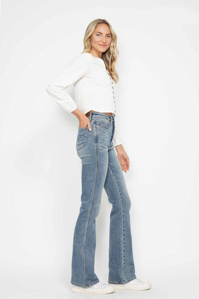 Hazel Blues® | Judy Blue Tummy Control Back Embroidered Pocketed Bootcut Jeans