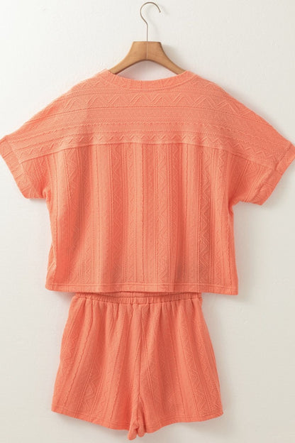 Hazel Blues® |  Texture Short Sleeve Top and Shorts Set