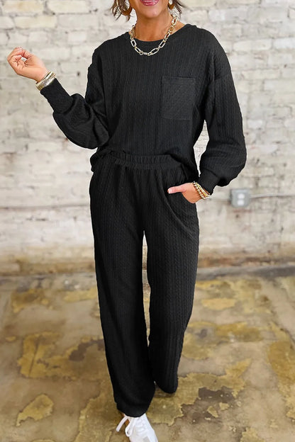 Hazel Blues® |  Round Neck Top and Pants Set