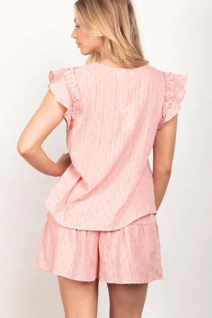 Hazel Blues® |  VERY J Ruffle Cap Sleeve Top & Shorts Set