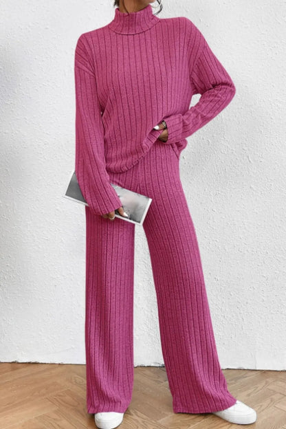 Hazel Blues® |  Mock Neck Dropped Shoulder Top and Pants Set