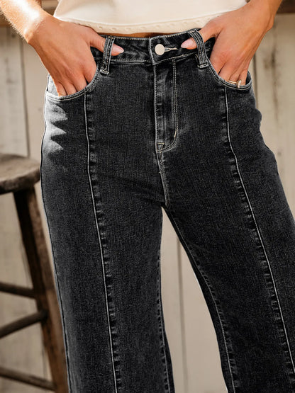 Hazel Blues® |  Seam Detail Flared Bottom Ankle Length Jeans