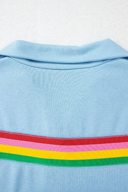 Hazel Blues® |  Rainbow Collared Short Sleeve Top and Shorts Set