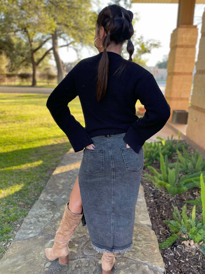 Hazel Blues® |  PREORDER: Worth The Risk Black Denim Skirt