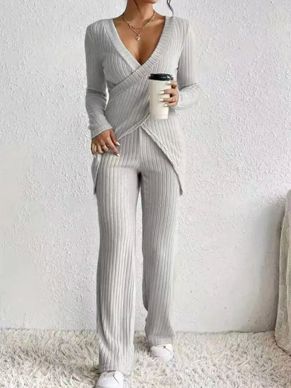 Hazel Blues® |  Surplice Long Sleeve Top and Pants Set