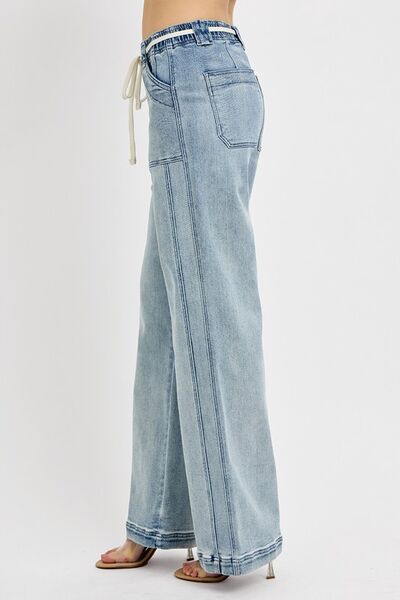 Hazel Blues® | RISEN Straight Leg Jeans with Pockets
