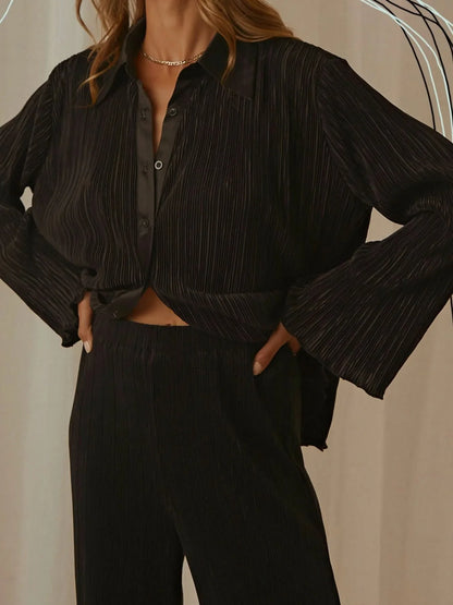 Hazel Blues® |  Button Up Long Sleeve Top and Pants Set
