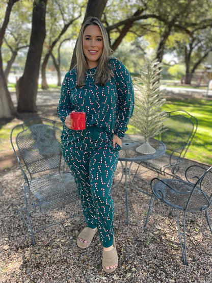 Hazel Blues® |  PREORDER: Candy Cane Pajama Pants Set