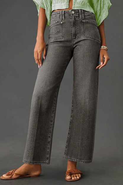Hazel Blues® |  High-Waisted Wide-Leg Vintage Wash Jeans