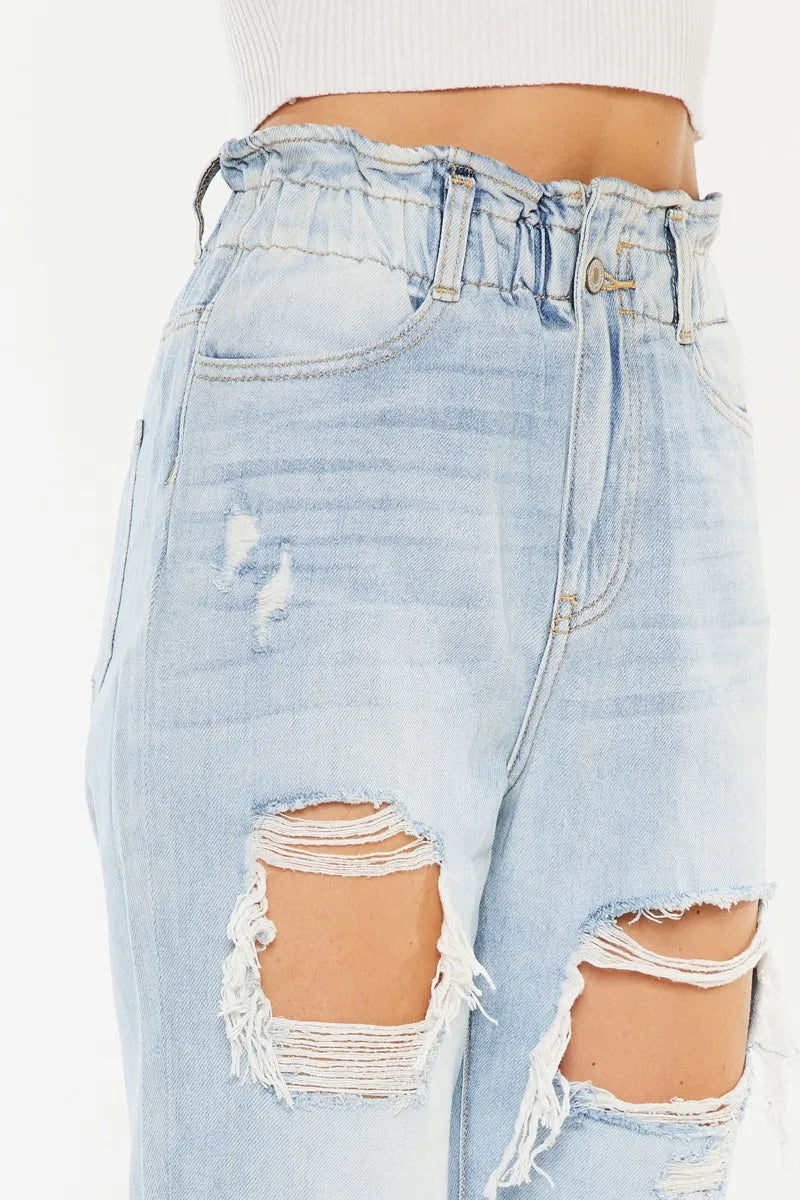 Hazel Blues® |  Kancan Open Pack Paperbag Mom Jeans