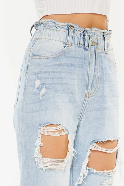 Hazel Blues® |  Kancan Open Pack Paperbag Mom Jeans