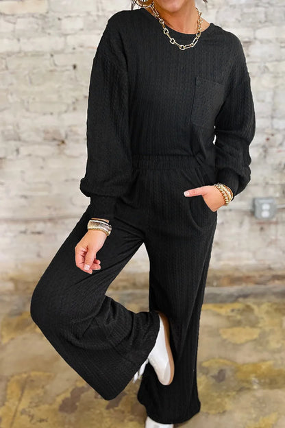 Hazel Blues® |  Round Neck Top and Pants Set