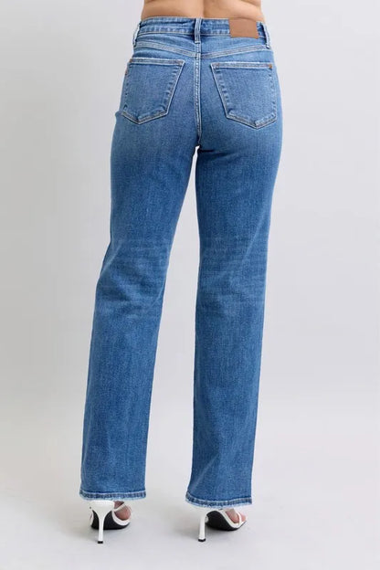 Hazel Blues® | Judy Blue High Waist V-Front Vintage Wash Straight Jeans