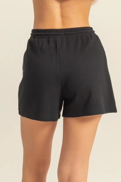 Hazel Blues® |  HYFVE Drawstring Waffle Knit Front Pocket Shorts