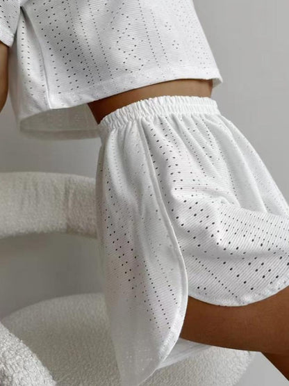 Hazel Blues® |  Eyelet Round Neck Top and Shorts Set