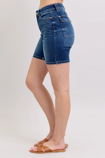 Hazel Blues® | Judy Blue High Waist Bermudas Jeans W/ Back Flap Pockets