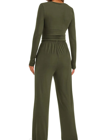 Hazel Blues® |  Round Neck Long Sleeve Top and Pants Set