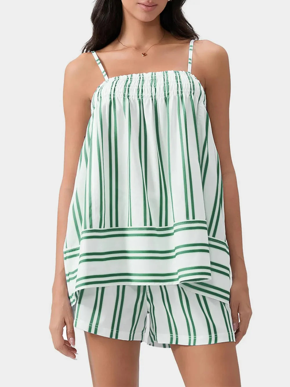 Hazel Blues® |  Smocked Square Neck Cami and Shorts Set