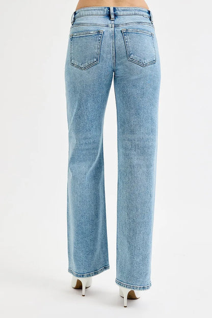 Hazel Blues® | RISEN Low Rise Ankle Boyfriend Distressed Jeans