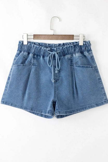 Hazel Blues® |  Drawstring High Waist Denim Shorts with Pockets