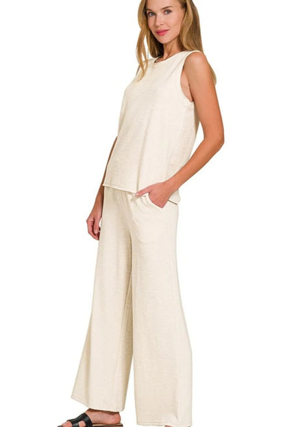 Hazel Blues® |  Zenana Cotton Slub Tank & Pants Set