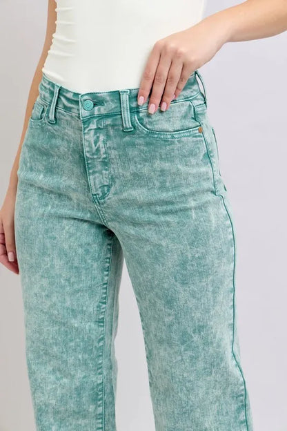 Hazel Blues® | Judy Blue High Waist Garment Dyed Raw Hem Dad Jean