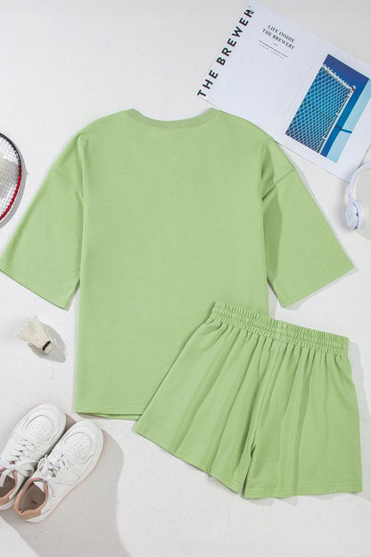 Hazel Blues® | Loose V Neck Half Sleeve Tee and Drawstring Shorts