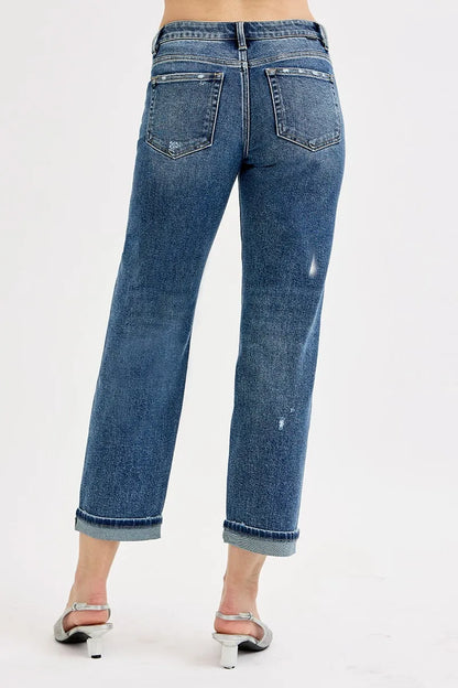 Hazel Blues® | RISEN Low Rise Crop Boyfriend Jeans