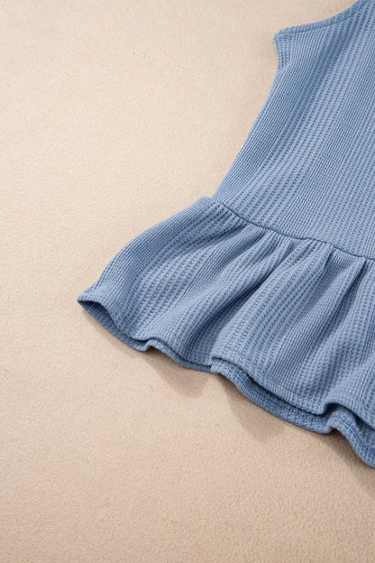 Hazel Blues® |  Color Ribbed Ruffle Tank Top and Pants Set