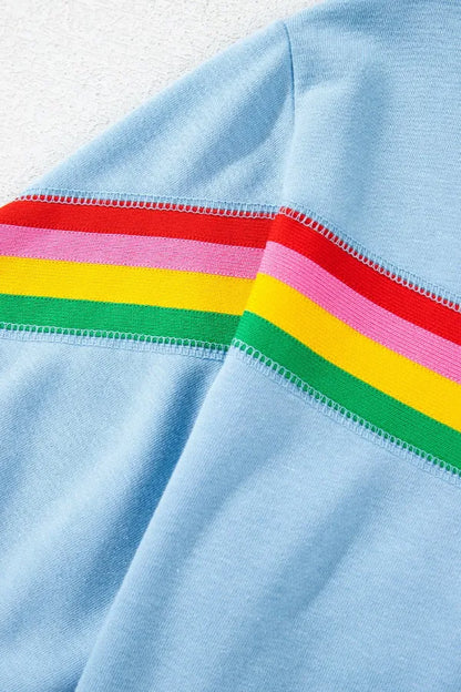 Hazel Blues® |  Rainbow Collared Short Sleeve Top and Shorts Set