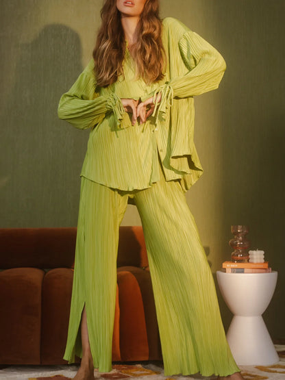 Hazel Blues® |  Button Up Long Sleeve Top and Pants Set