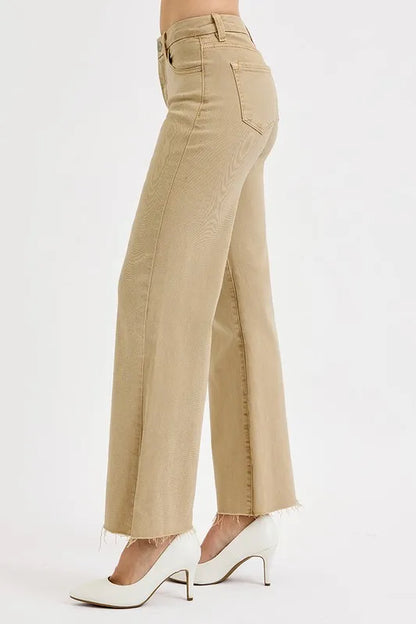 Hazel Blues® | RISEN Raw Hem Wide Leg Jeans