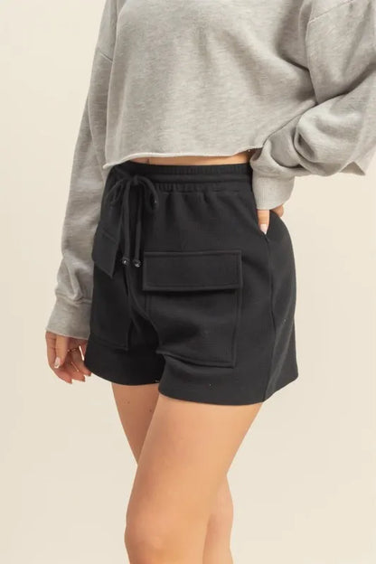 Hazel Blues® |  HYFVE Drawstring Waffle Knit Front Pocket Shorts