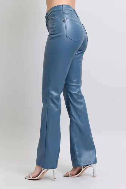 Hazel Blues® | Judy Blue High Waist Tummy Control Faux Leather Bootcut Pants