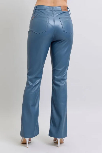 Hazel Blues® | Judy Blue High Waist Tummy Control Faux Leather Bootcut Pants