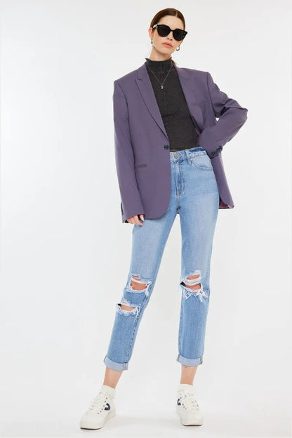 Hazel Blues® |  Kancan High Rise Distressed Mom Jeans