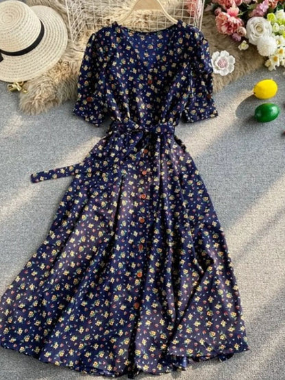 Hazel Blues® |  Floral Print V-Neck Midi Dress
