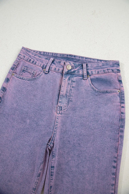 Hazel Blues® |  Washed Raw Hem Cropped Jeans
