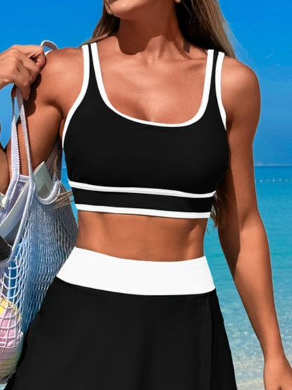 Hazel Blues® |  Scoop Neck Top and Skort Swim Set
