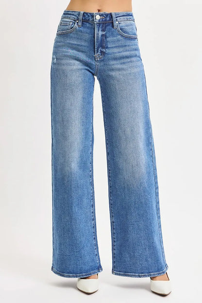 Hazel Blues® | RISEN High Rise Wide Leg Jeans