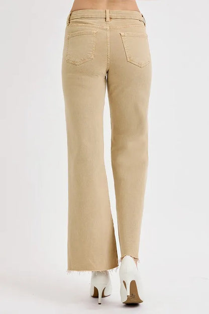 Hazel Blues® | RISEN Raw Hem Wide Leg Jeans
