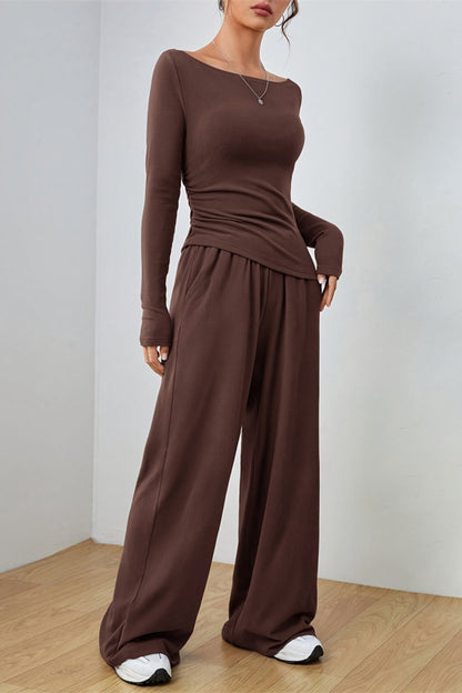 Hazel Blues® |  Boat Neck Long Sleeve Top and Pants Set