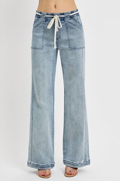 Hazel Blues® | RISEN Straight Leg Jeans with Pockets