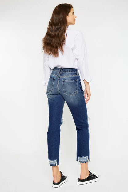 Hazel Blues® |  Kancan High Rise Distressed Mom Fit Jeans