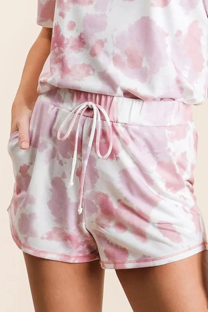 Hazel Blues® |  BiBi Tie Dye Print Terry Shorts With Side Pockets