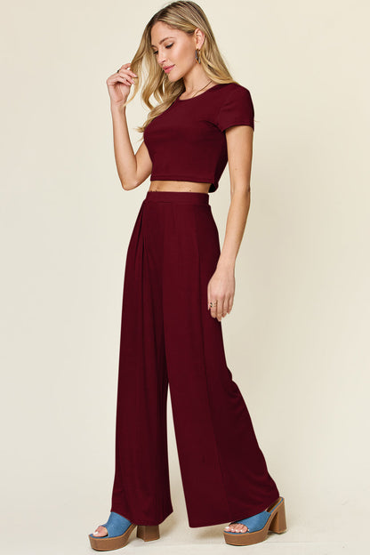Hazel Blues® |  Double Take Round Neck Top and Pants Set