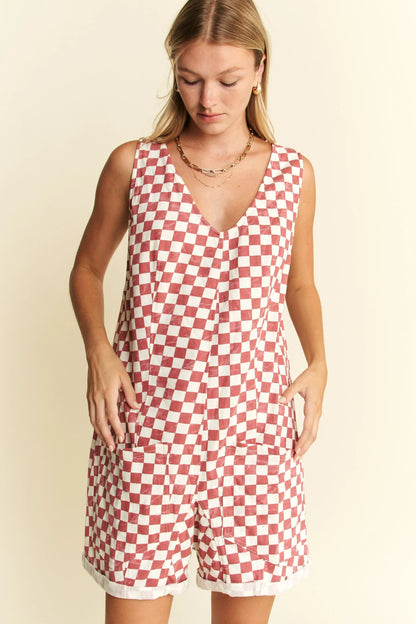 Hazel Blues® | Jade By Jane Plaid Print Shorts Romper