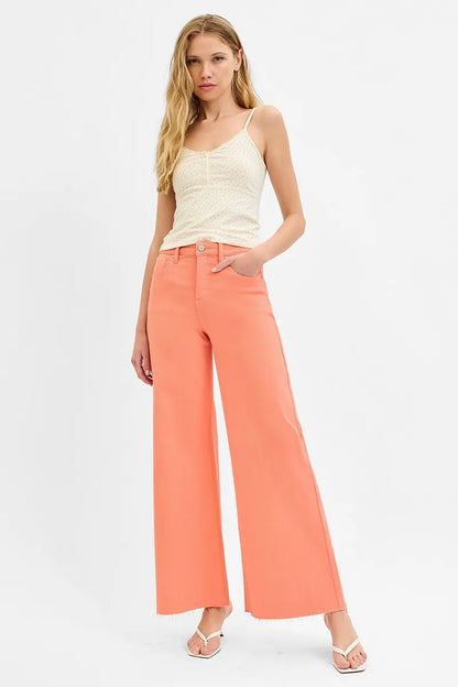 Hazel Blues® | RISEN Tummy Control High Rise Wide Leg Palazzo Jeans