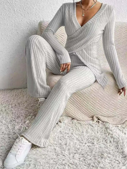Hazel Blues® |  Surplice Long Sleeve Top and Pants Set